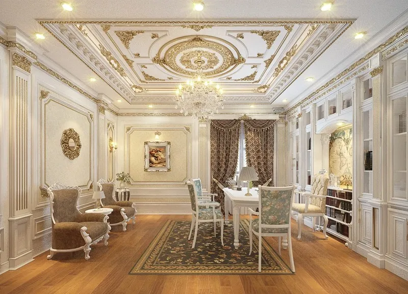 Tuyển chọn 26+ mẫu gạch lát nền phòng khách biệt thự Tân cổ điển đẹp nhất