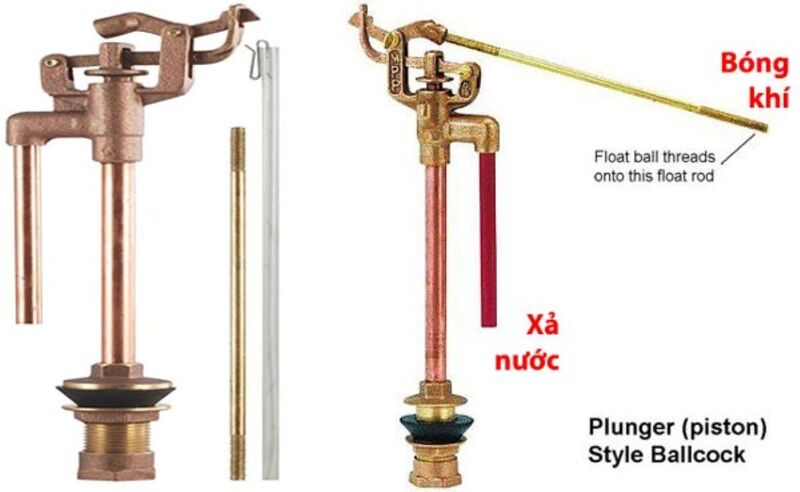 Thay phao bồn cầu dạng piston đồng