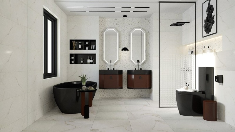 Gạch 60x60cm lát nền phòng tắm