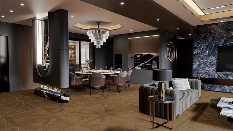 Gạch lát nền 80x80cm vân gỗ mộc mạc