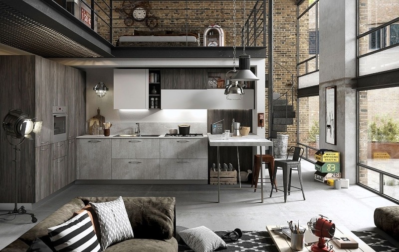 Gạch lát nền phòng khách 80x80 phong cách công nghiệp
