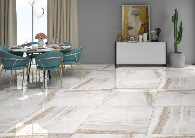 Vân đá onyx tự nhiên lát nền phòng khách