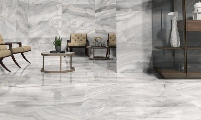 Vân đá marble lát nền phòng khách