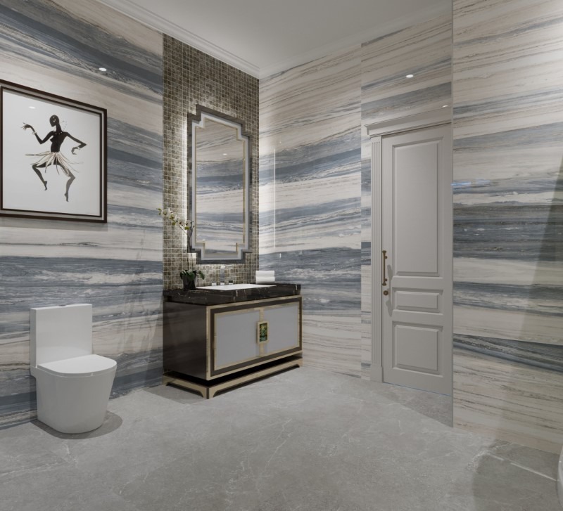 Gạch ốp tường xanh dương v&acirc;n đ&aacute;