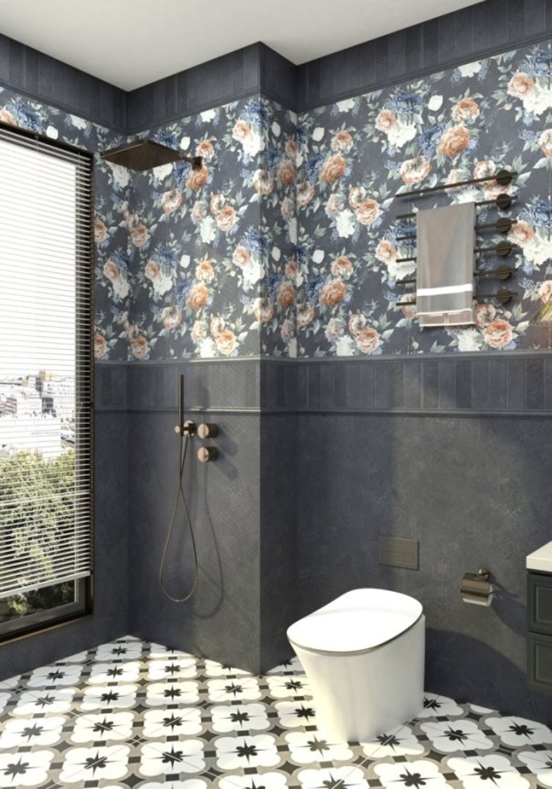 Gạch tranh ốp tường m&agrave;u xanh dương