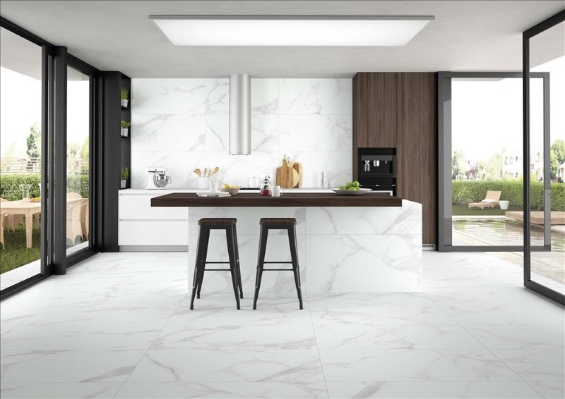Gạch Tây Ban Nha vân đá cho không gian bếp