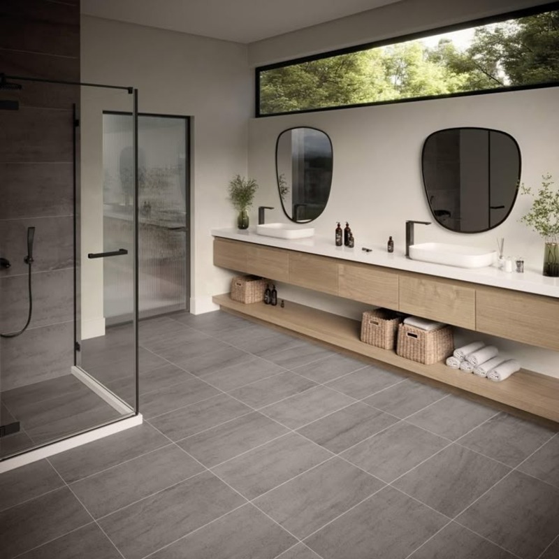 Gạch lát nền nhà tắm phong cách Bắc Âu