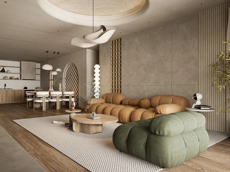 Gạch lát nền phòng khách phong cách Bắc Âu