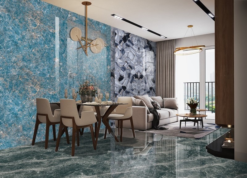 Gạch ốp tường phòng khách phong cách sang trọng, luxury
