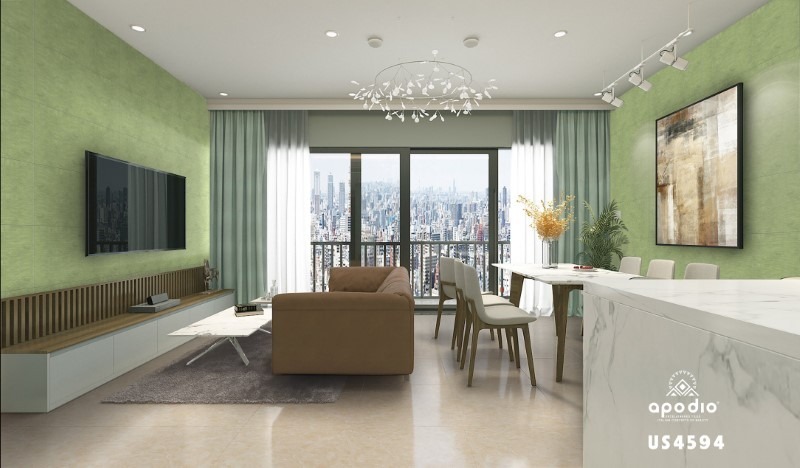 Phối màu gạch ốp tường mệnh Mộc