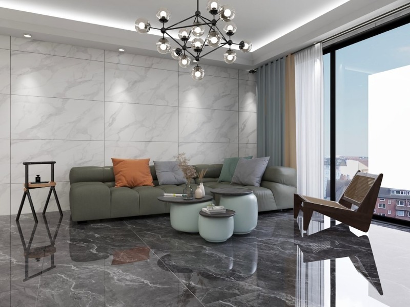 Phối màu gạch ốp tường nghịch tông với gạch lát nền